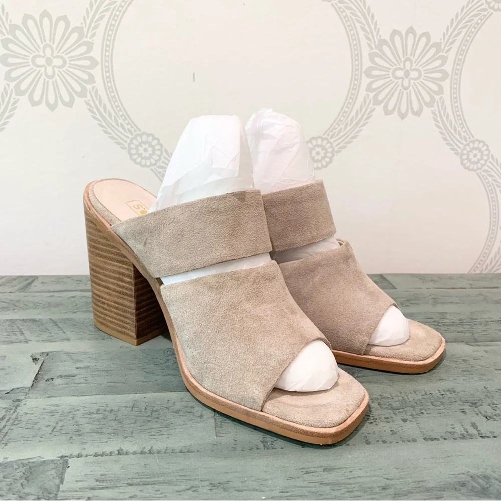 New Sol Sana Dice Mule Sandals Taupe 8.5 New